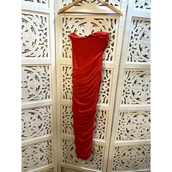 House of CB Valentina Scarlet Asymmetric Cutout Midi Dress Size XS - Picture 5 of 9
